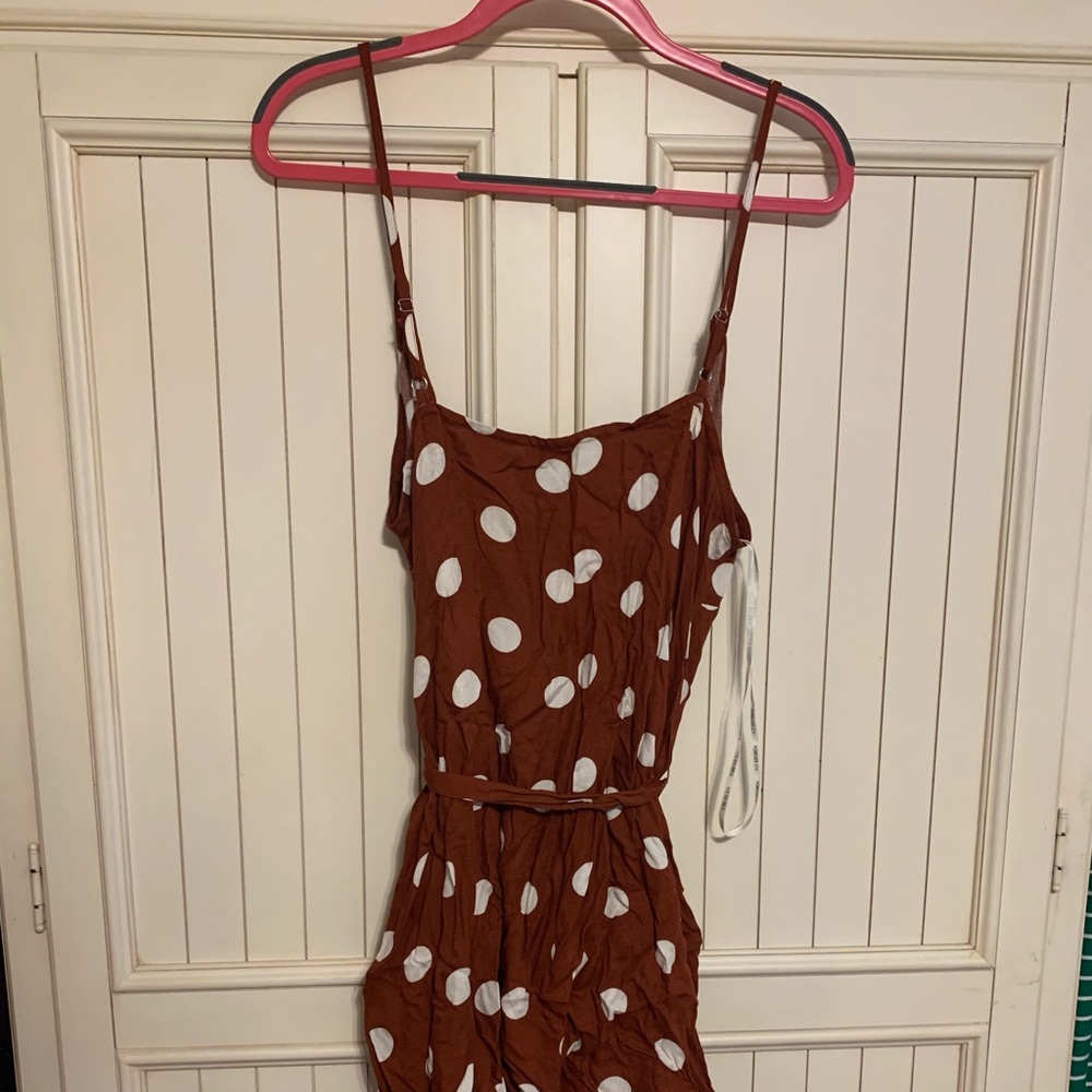 Rust colored polka dot wrap dress - Picture 4 of 4